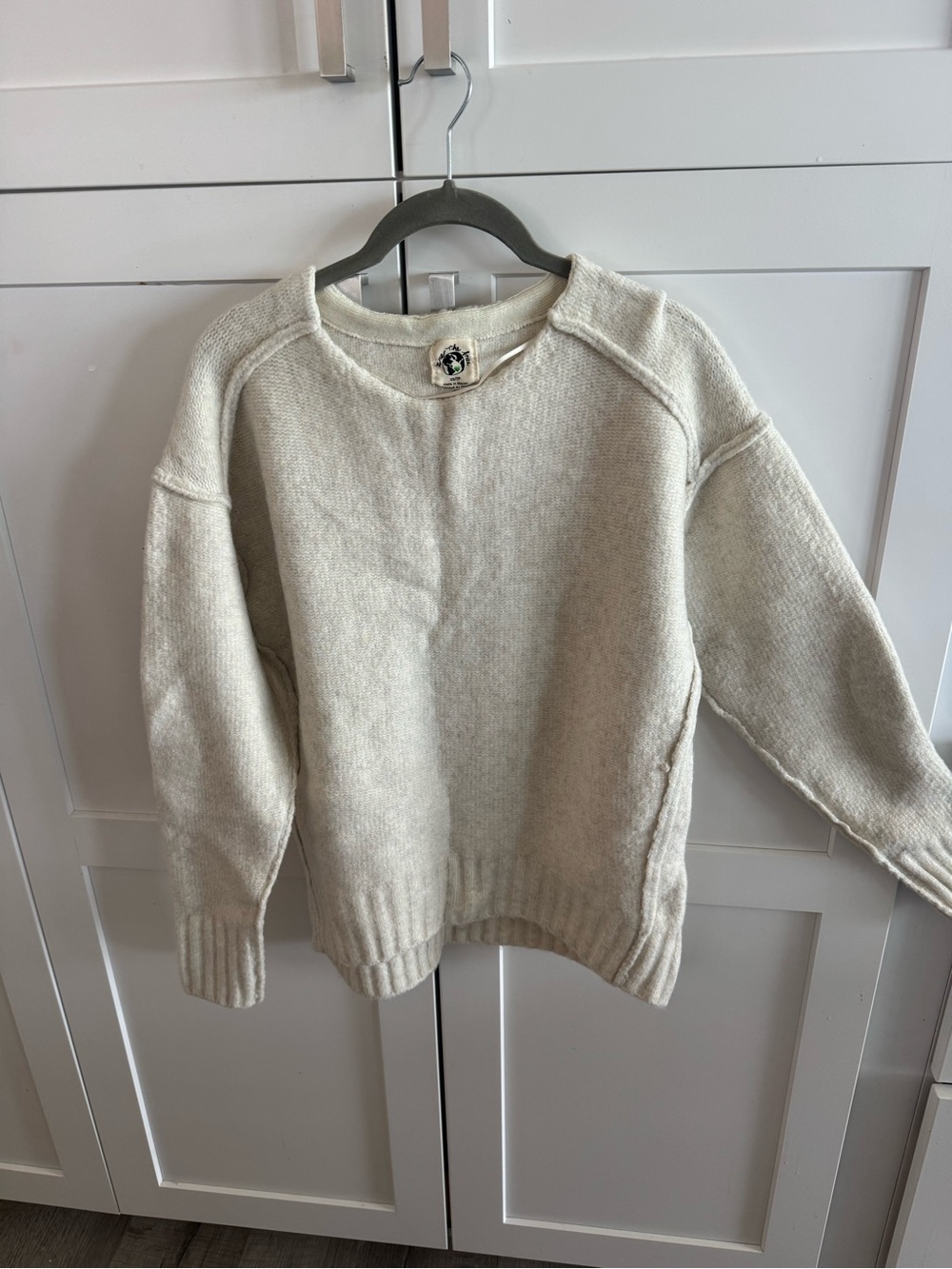 Free People Cream Knit Pullover Sweater